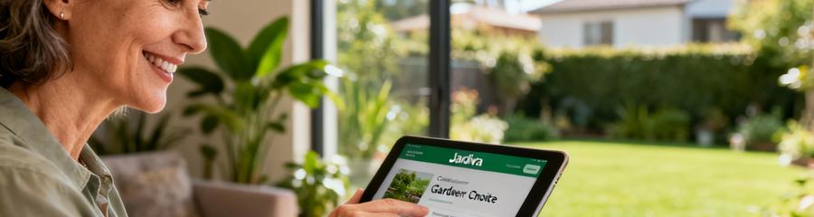 Proprietaire Consultation Devis Jardiniers Jardiva Marseille Propriétaire consultant devis jardiniers en ligne sur tablette, plateforme Jardiva