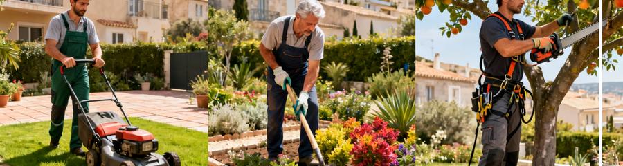 Services Jardinier Marseille Entretien Creation Elagage Triptyque services jardinage Marseille : tonte pelouse, création massif, élagage arbre professionnel
